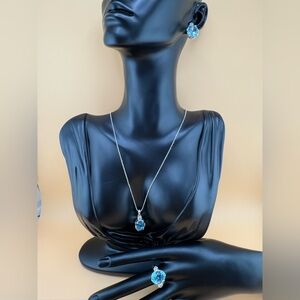 💎Thailand Blue Topaz Silver.925 Jewelry Set💎